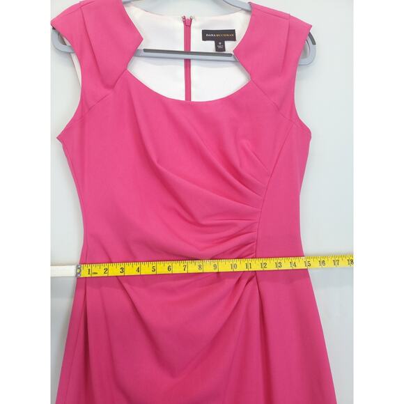 Dana Buchman Sheath Dress Ruched Cap Sleeve Women 10 Fuchsia Office Feminine - Picture 7 of 15